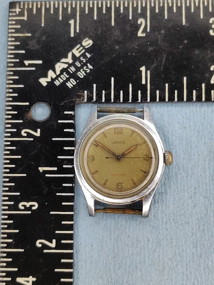 E1246 Hombre Vintage Venus Militar Campo Manual Cuerda Reloj Antiguo Piezas Foto 4 de 4