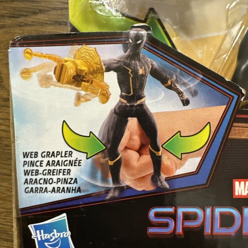 Marvel Spider-Man Modellino Nero e Oro 6" con Web Grappler Hasbro Nuovo - Foto 7 di 12