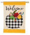 Welcome Floral Plaid Pumpkin House Flag 28 x 44 double sided