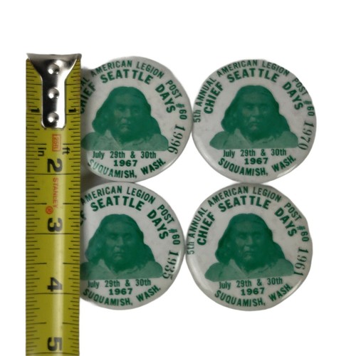 Lot of 4 1967 CHIEF SEATTLE DAYS Annual Pinback Button Pin Suquamish WA State - Picture 4 of 4