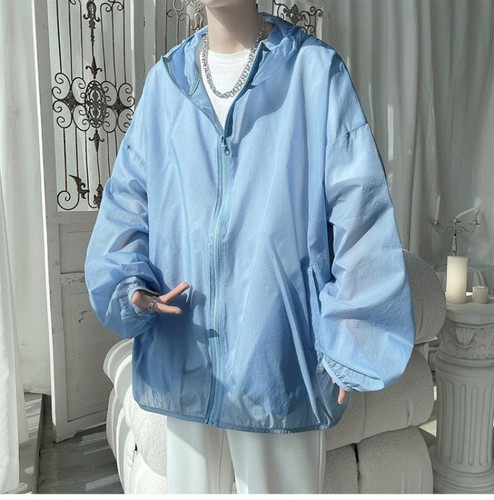 Men's Sun Protection Coat Large size Hooded Windbreaker Top Jackets Thin - Picture 17 of 19