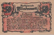 50 HELLER 1920 City of BLINDENMARKT Lower AUSTRIA #PG574.U