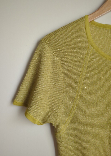 Thurley metallic gold thin knit short sleeve top Size S Christmas Party - Picture 3 of 7