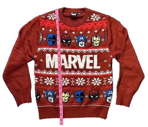 Marvel Christmas Sweater Spiderman Iron Man Kids Size Youth Medium 32" Chest - Picture 3 of 5