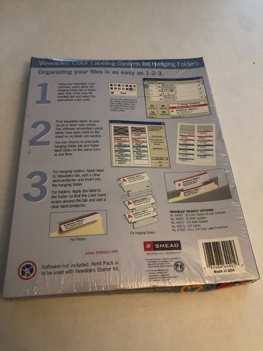 Smead 25 Viewables Color Labeling System Starter Kit #64902 New/Sealed - Afbeelding 2 van 2
