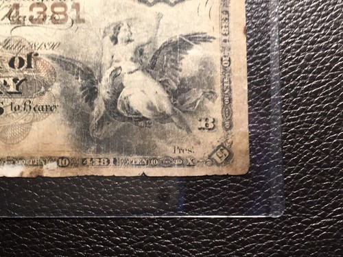 10.00 1882 Rare Brown Back Kansas City Kansas PMG 6 Good Mounted Stained  - Picture 3 of 4