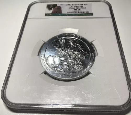 2012 EL Yunque NP 25c 5oz Silver NGC MS69 America the Beautiful ATB Coin