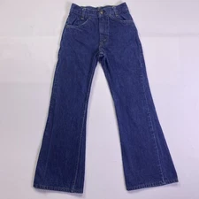 Vtg 70s Levi 466 646 Youth 10 Slim 22x23 Flared Bootcut Bell Orange Tab Jean #6