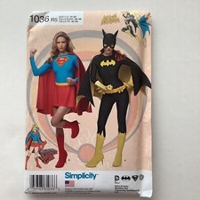 Simplicity 1036 Pattern Super Girl Bat Girl Costumes Misses Sizes 14-22 UNCUT