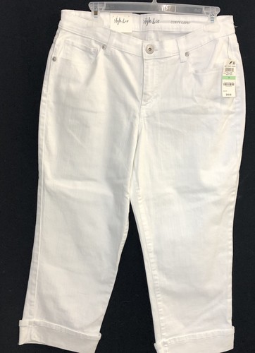 Style & Co Mid-Rise Capri Pants Curvy Fit Cuffed Size 8 White Stretch NWT  - Picture 1 of 10
