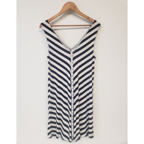 Ann Taylor Loft Womens M V-Neck Striped Pool Cover Up Summer Dress - Picture 3 of 7
