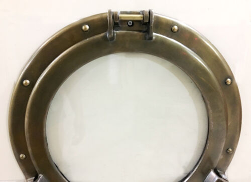 Antique Ship Porthole 17" Nautical Maritime Porthole Glass Photo Frame Decor - Picture 3 of 5
