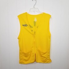 Walmart Employee Vest Medium Yellow Zip-Up Embroidered Spark Logo Pockets
