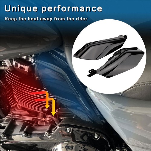 Mid-Frame Air Deflector Cover Black 2X For Harley Touring Road Street Glide 17+ - Foto 2 di 10