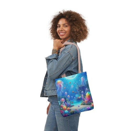 Canvas Tote Bag 5-Color Straps | Gems of the Sea | Jellyfish | Castle - Picture 21 of 21