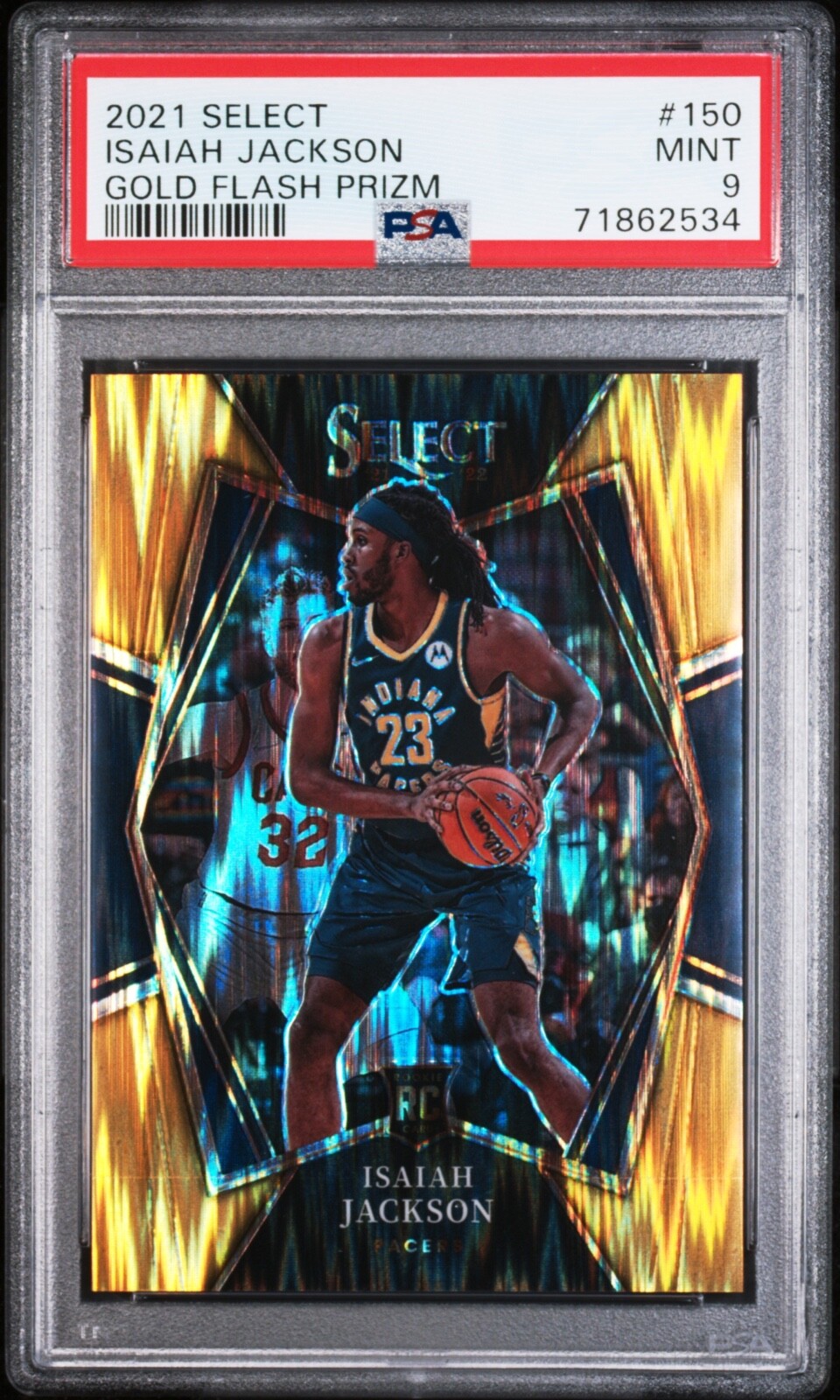 2021 Panini Select /10 Isaiah Jackson Rookie Gold Flash Prizm #150 PSA 9
