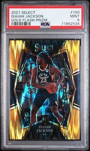 2021 Panini Select /10 Isaiah Jackson Rookie Gold Flash Prizm #150 PSA 9