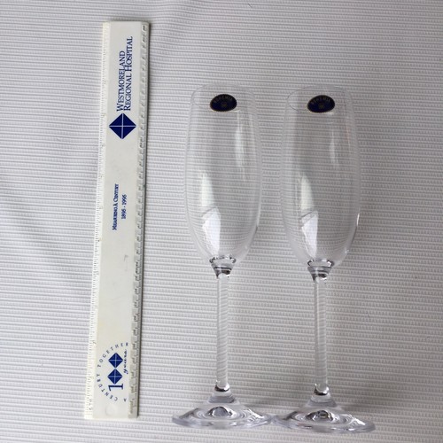 2 flautas de copa de champán de cristal de Bohemia 6 oz República Checa 9" vino elegante de colección - Imagen 7 de 12