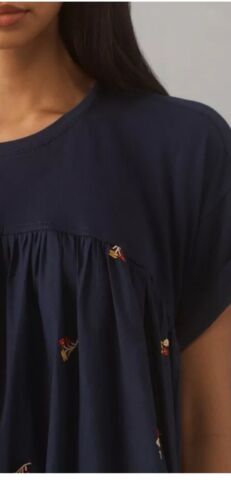 NWT Anthropologie Pilcro Short Sleeve T Shirt Maxi Dress Floral Pleated Blue MP - Picture 2 of 9