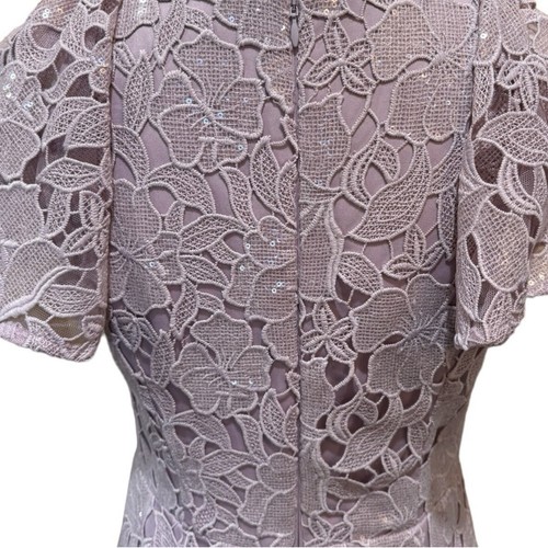 JS Collections Womens Size 4 Samara T-Length Dress Pink Lace Sequin Formal - Picture 4 of 16