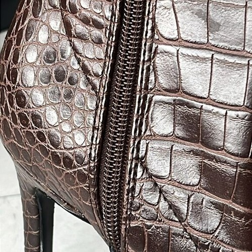 NWT Guess Los Angeles Brown Leather Crocodile Print Bonis Boot Shoe Size 6.5M - Picture 8 of 12