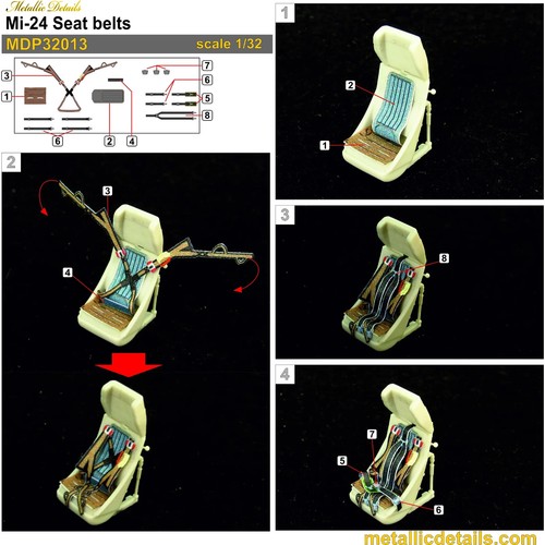 3D Decals Mi-24. Seat Belts for Scale Model Kit 1:32 Metallic Details MDP32013 - Picture 3 of 4