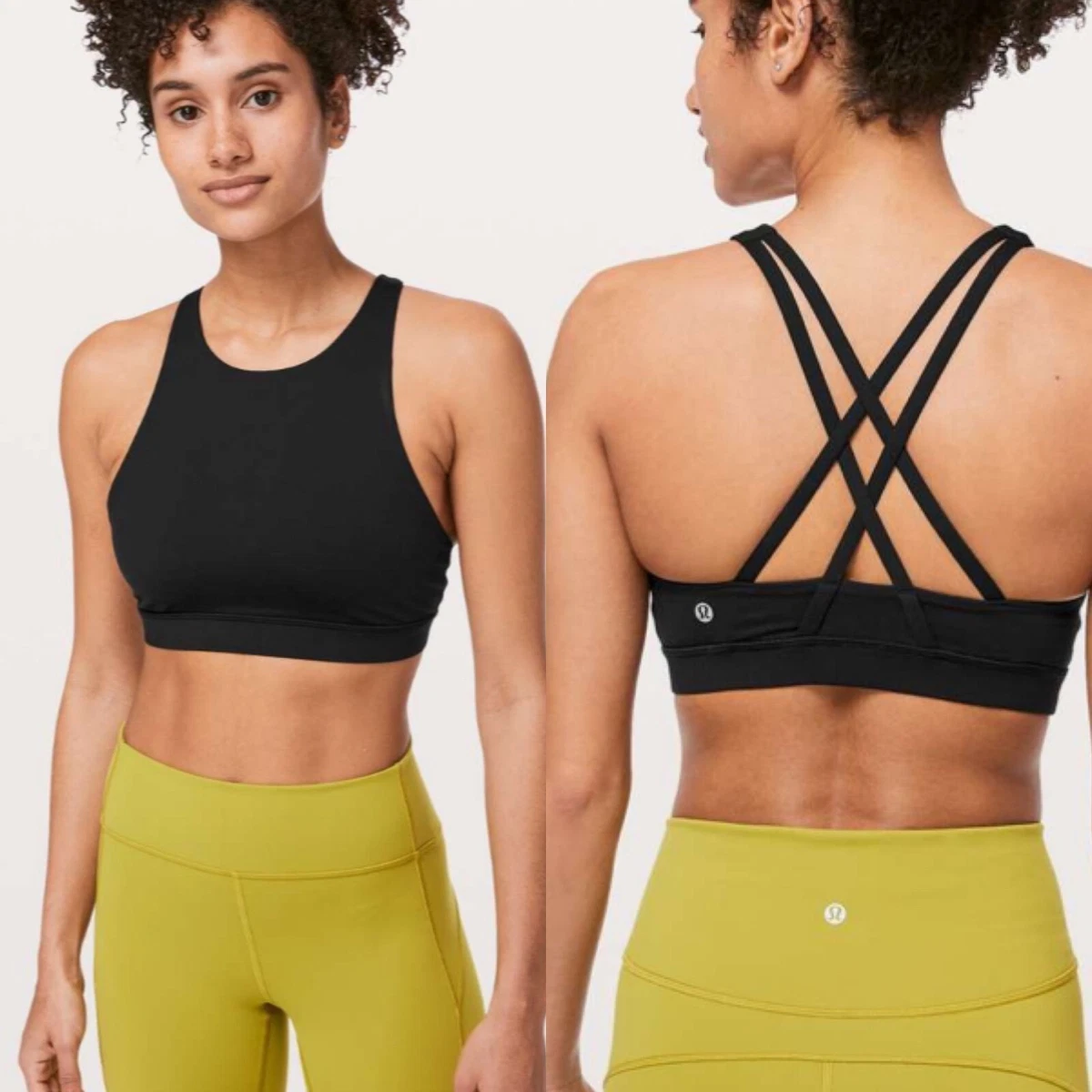 Lululemon Energy Bra High Neck Black size 6 strappy sports bra