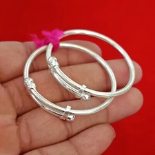 Elegant 925 Sterling Silver Baby Bangle Bracelet Adjustable Newborn Gift