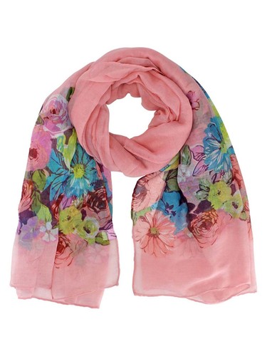 ROSA GELB BLAU LEICHTER SCHAL MIT BLUMENDRUCK 3ER-PACK SET - Bild 3 von 10