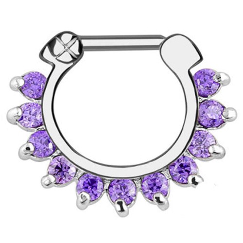 1pcs Septum Clicker Nose Rings Hinged Segment Ring Crystal Gem 16G Nose Hoop - Picture 13 of 35