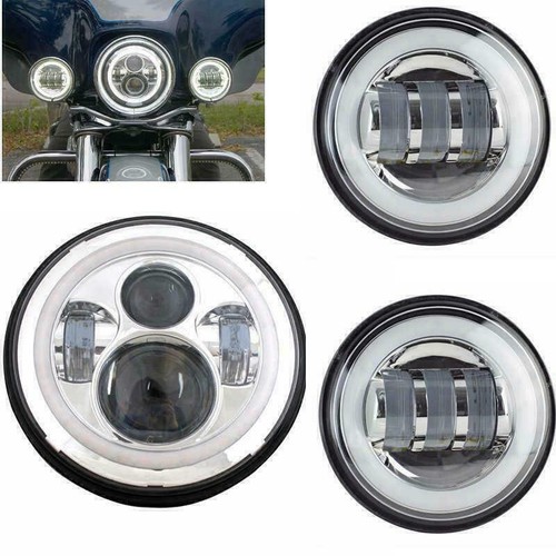 Faro LED de 7" + luces antiniebla de paso de 4,5" para Harley Touring Road King Classic - Imagen 2 de 12
