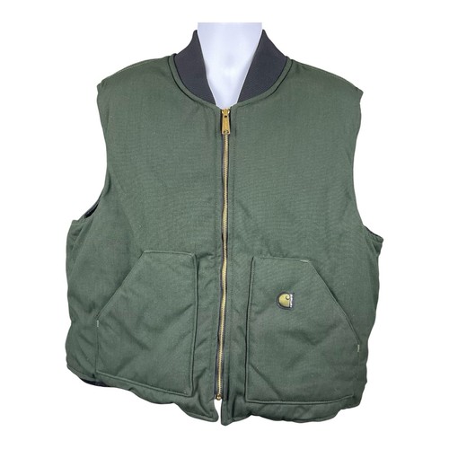 Vintage Carhartt Duck Canvas Vest Quilt Lined Made In USA V17 OLV XXL - Picture 13 of 13