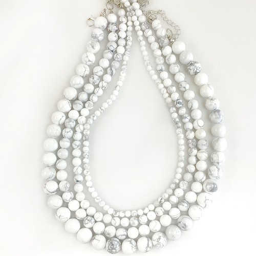 Collar de piedras preciosas hecho a mano joyería redondo suave con cuentas con broche de langosta plateada - Imagen 9 de 65