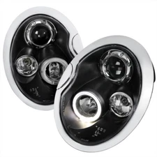 Projector Black Headlights Lamps With Halo DRL 02-07 Mini Cooper R50 R53 R52