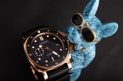 Panerai Submersible Rose Gold Auto 42mm Black Dial Watch PAM 974 Complete Set - Bild 3 von 21
