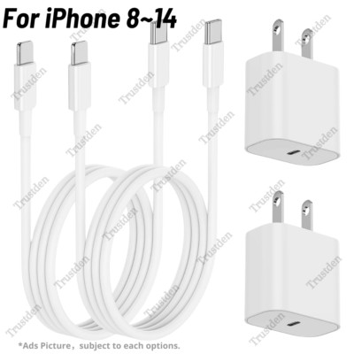 For iPhone 14 13 12 11 Pro Max 20W Fast Charger USB C Power Adapter Cube PD Cord