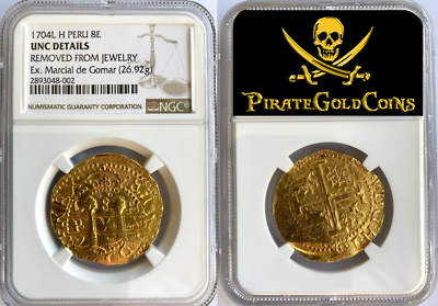 シャンプー Ex currency PERU 1704 8 ESCUDOS 1715 FLEET SHIPWRECK MEL FISHER COA NGC PIRATE