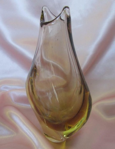 VINTAGE CZECH BOHEMIA CRYSTAL GLASS LARGE VASE HANDMADE - Picture 2 of 9