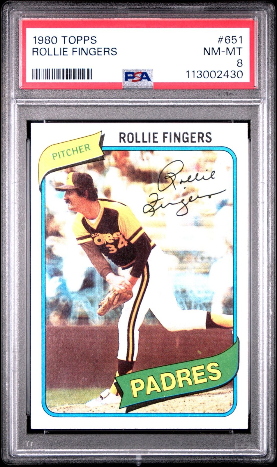 1980 TOPPS ROLLIE FINGERS # 651 PSA 8 NM-MT