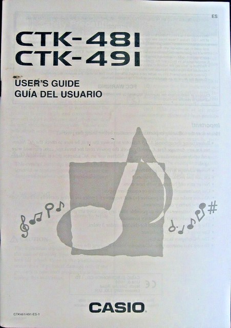 Casio CTK-481 CTK-491 Electronic Keyboard Original User's Guide Owner's