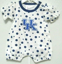 NCAA Kentucky Wildcats Polka Dot Girls Romper Blue KU Logo NB 2 Feet Ahead#150PD