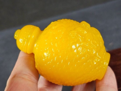 Chinese Boy Lotus Flower Carved Peking Glass Snuff Bottle - Picture 8 of 10