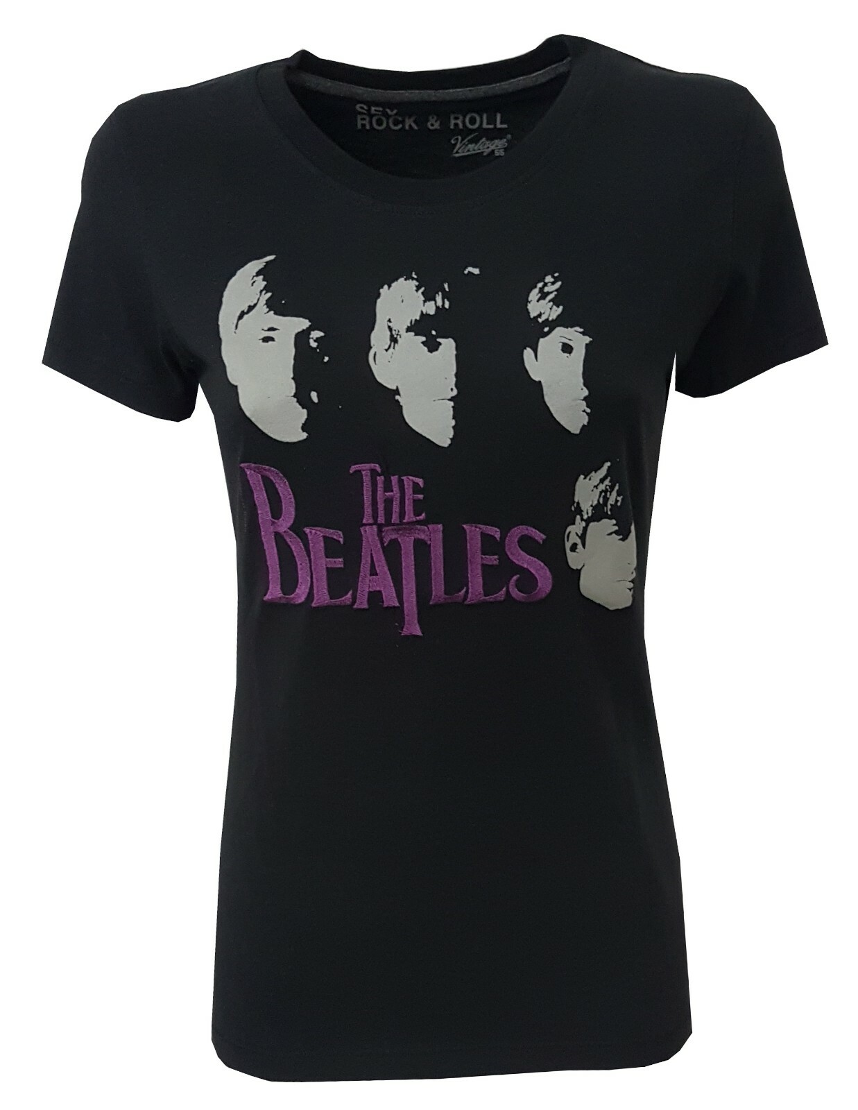 Футболка donna mezza manica VINTAGE 55 serie ROCK&ROLL nera из 100 % хлопка, приталенная