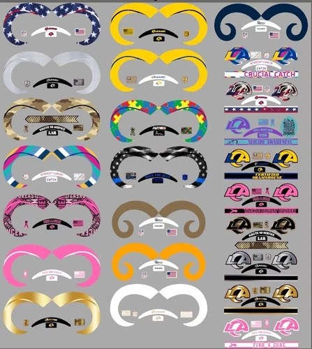 FULL SIZE Los Angeles Rams Helmet Alternate Decals - 22 designs to choose from