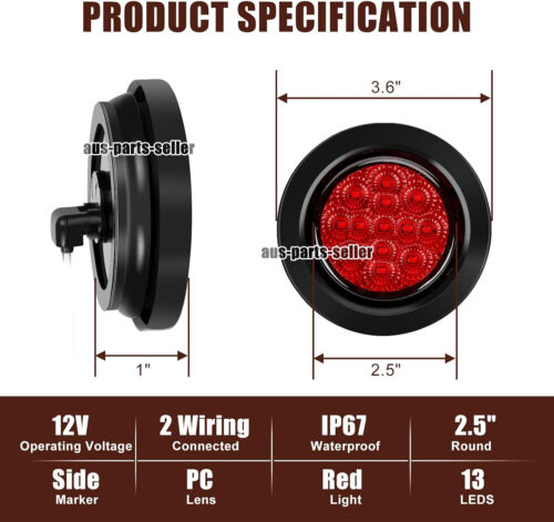 2.5" Round 13 LED Light Trailer Truck Side Marker Clearance Grommet/Plug - Qty 5 - Picture 2 of 10
