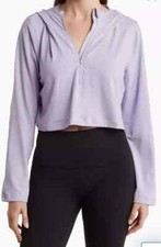 NEW 90 Degree By Reflex Women's Crop Jacket Half Zip Hooded Lavender Large 68