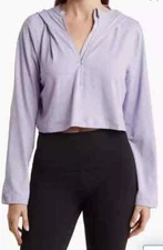 NWT 90 Degree By Reflex Women's Crop Jacket Half Zip Hooded Lavender Large $68