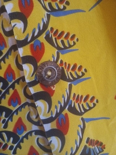 Avanti Original 100% Silk Hawaiian Shirt men's XS yellow floral single stitch - Picture 2 of 7