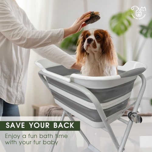2-in-1 Dog Bathtub & Washing Station, Elevated Collapsible Bathtub with - Picture 3 of 8