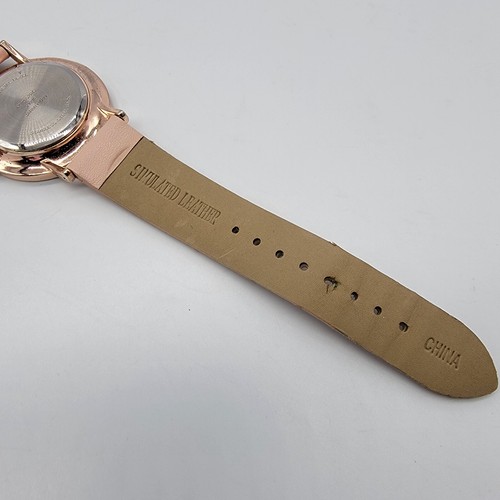 Women Casual Watch 36mm Rose Gold Tone Pink Faux Leather Band * - Picture 10 of 17
